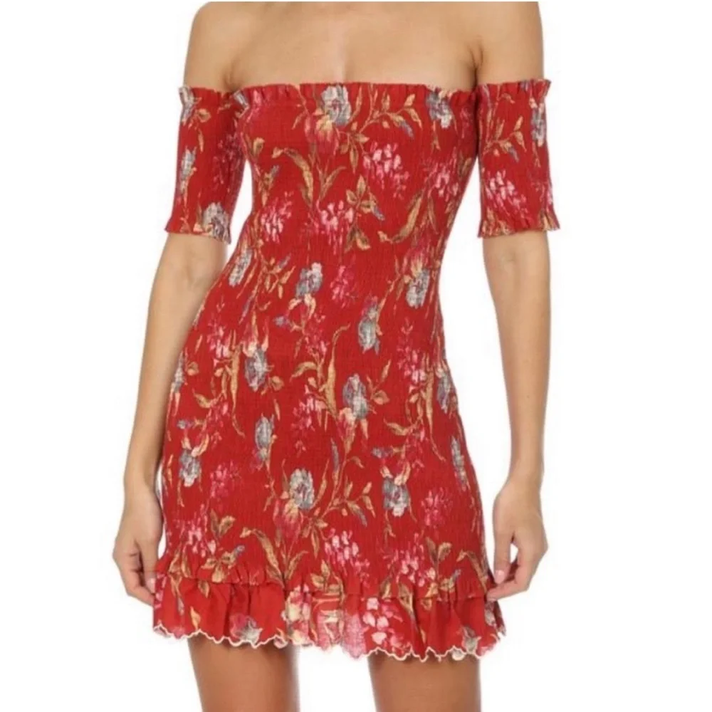 Zimmermann Corsair Iris Shirred Linen And Cotton Blend Dress - Picture 1 of 8
